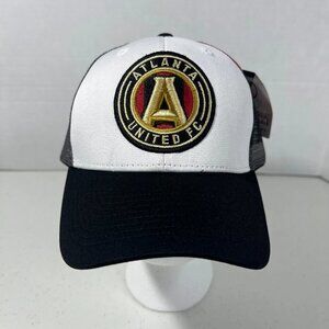 MLS Mens One Size Black White Mesh Atlanta United FC Adjustable Snapback Hat NWT